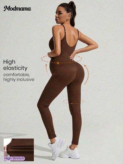 Solid Color Sleeveless Maternity Jumpsuit, Maternity Jumpsuit, Maternity Wear