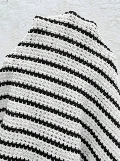 Coffee Brown Striped Round Neck Maternity T-Shirt - Casual Batwing Short Sleeve Padded Shoulder Top for Pregnancy Holiday Outfits