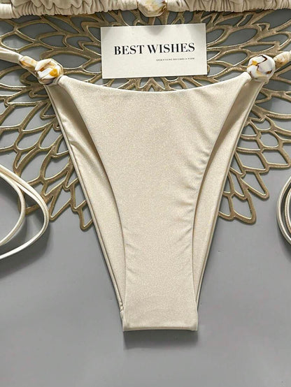 Swim Vcay Women's Summer Beach Contrast Color Halter Tie Sexy Bikini And Triangle Panty Swimwear Set Blue Bikini Yacht Party Outfit Vacation Bikini Boat Party Outfit Women Tie Side Bikini Triangle Bikini Set Light Blue Bikini
