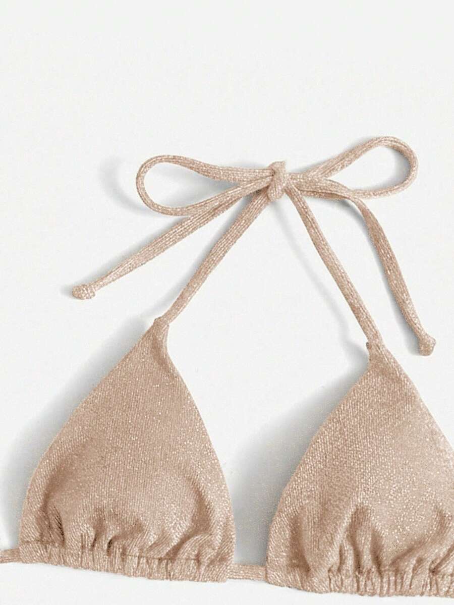 Swim Vcay Summer Beach Sparkly Glitter Halter Triangle Bikini