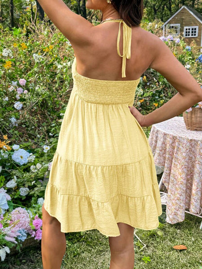 Maternity Vacation Solid Color Ruffle Hem Halter Neck Dress Green Maternity Dress Baby Shower Maternity Sundress Green Sundress Green Summer Dress Green Vacation Dress