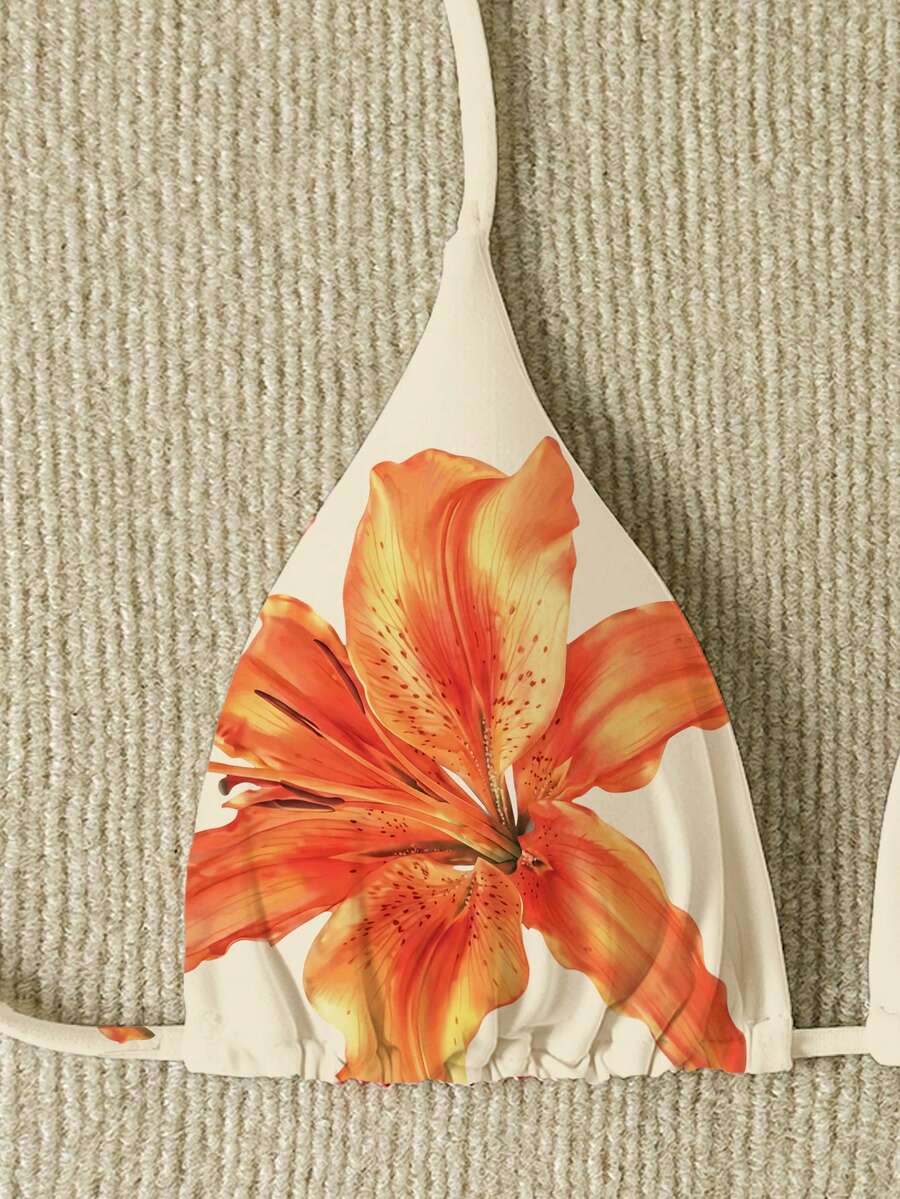Swim Vcay Springbreak Floral Print Sexy Vacation Bikini Top For Women For Summer