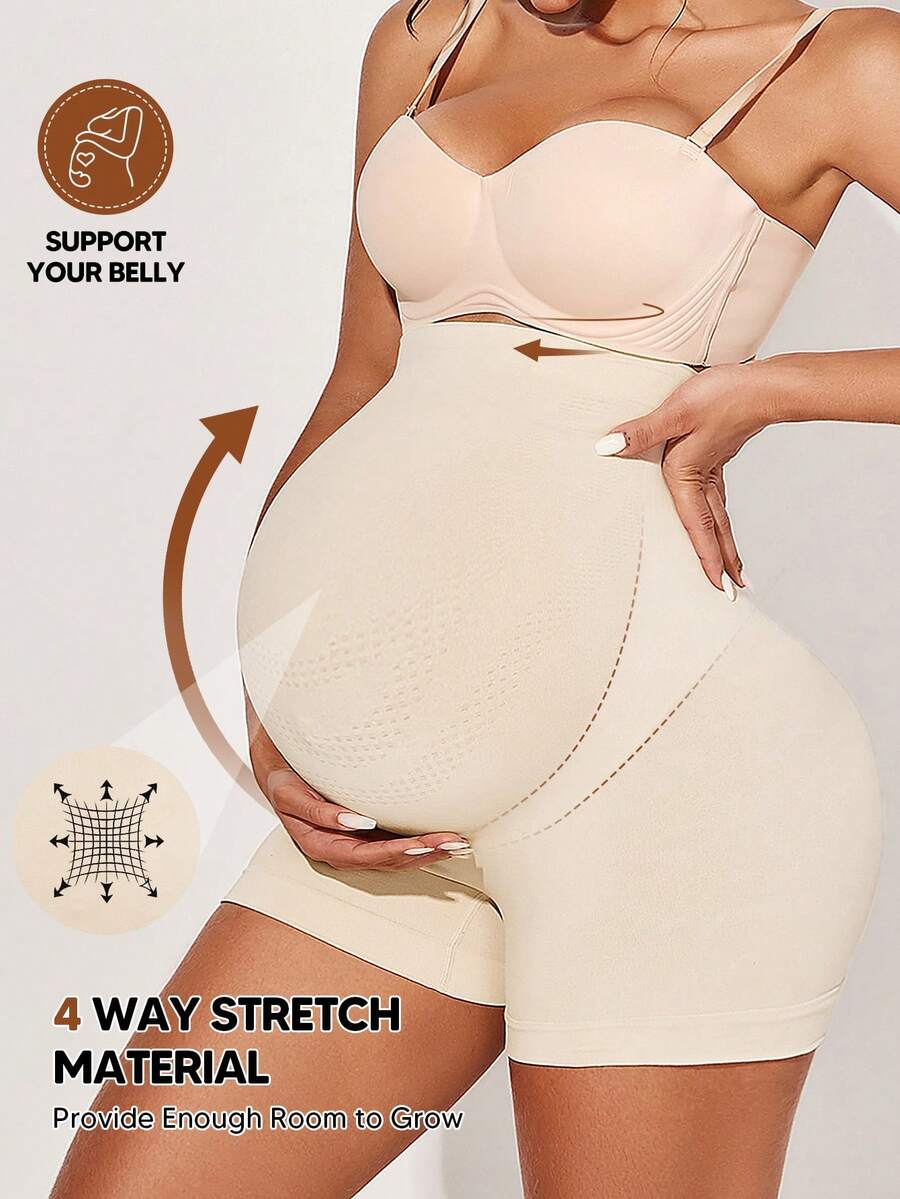 Maternity High Waist Belly Support Shorts - Expandable Abdominal Panel