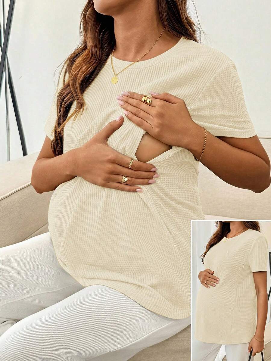 Maternity Nursing Top – Casual Short Sleeve Summer Shirt
