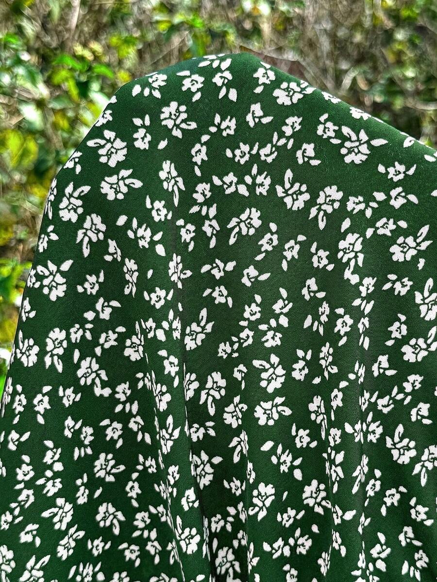 Green Ditsy Floral Maternity Shorts - Boho High Waist Wide Leg Summer Shorts - Loose Fit Elastic Waist Casual Maternity Home Wear
