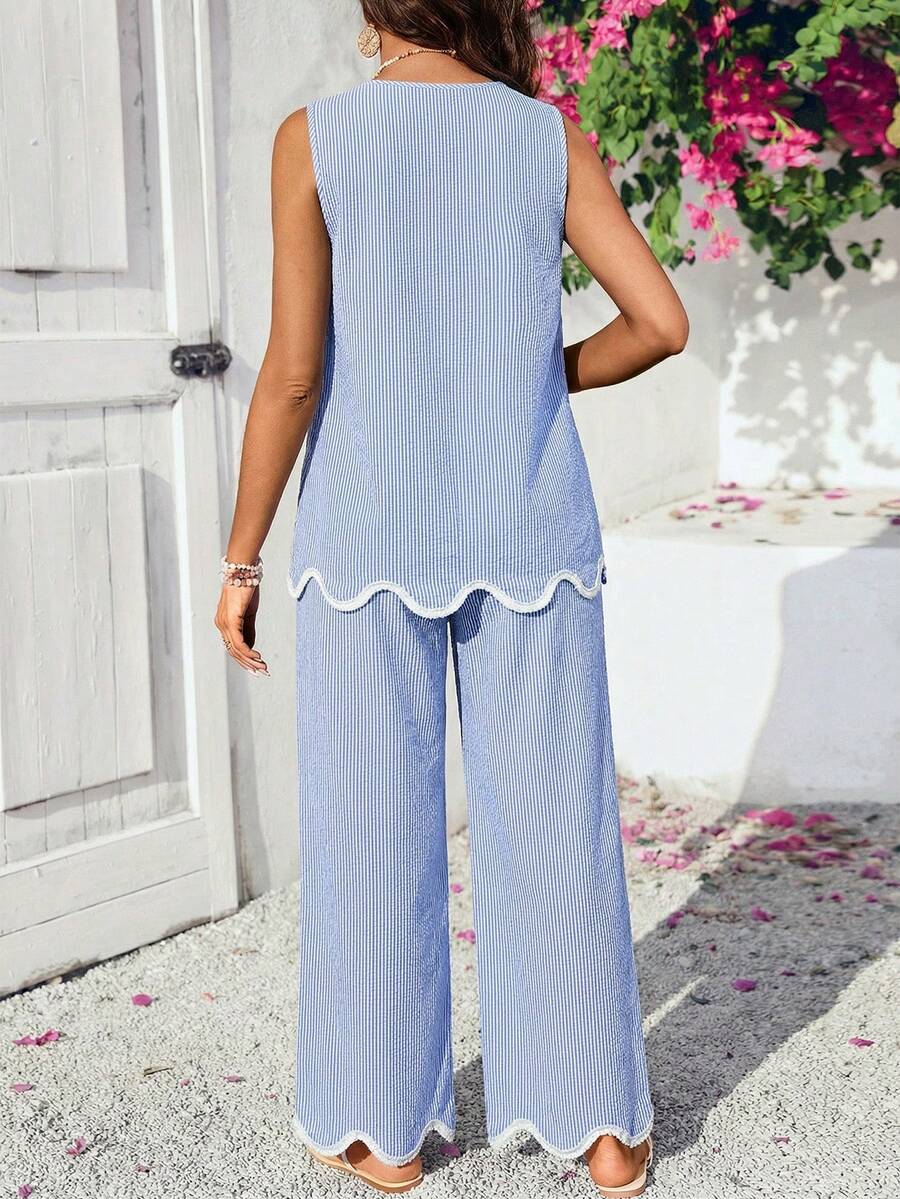 Maternity Round Neck Sleeveless Green 2 Piece Set Minimalist Camisole and Cropped Pants Casual Summer Outfit