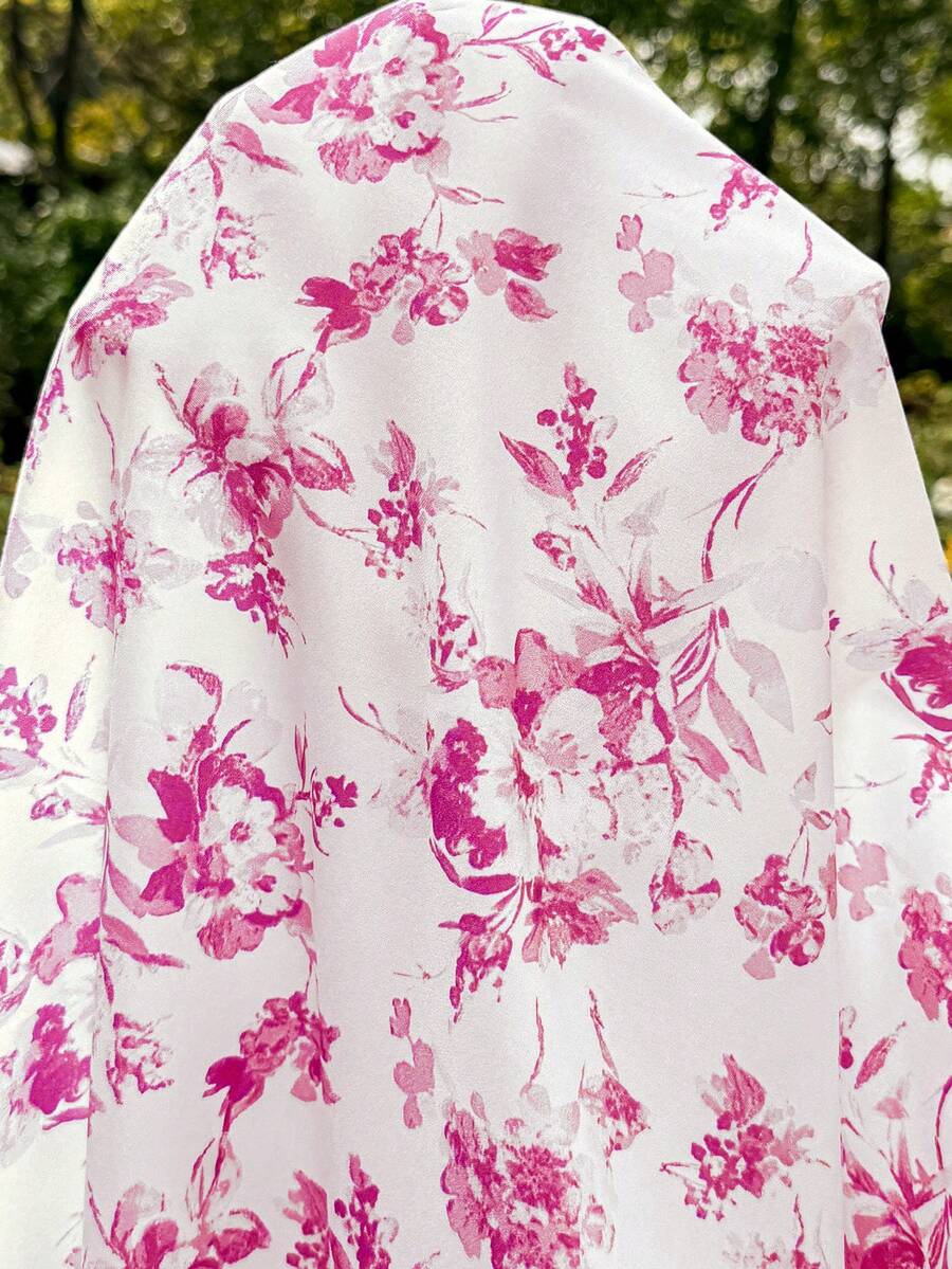 Maternity Casual Blue Ditsy Floral Square Neck Puff Sleeve Midi A-Line Dress for Home and Daily Wear
