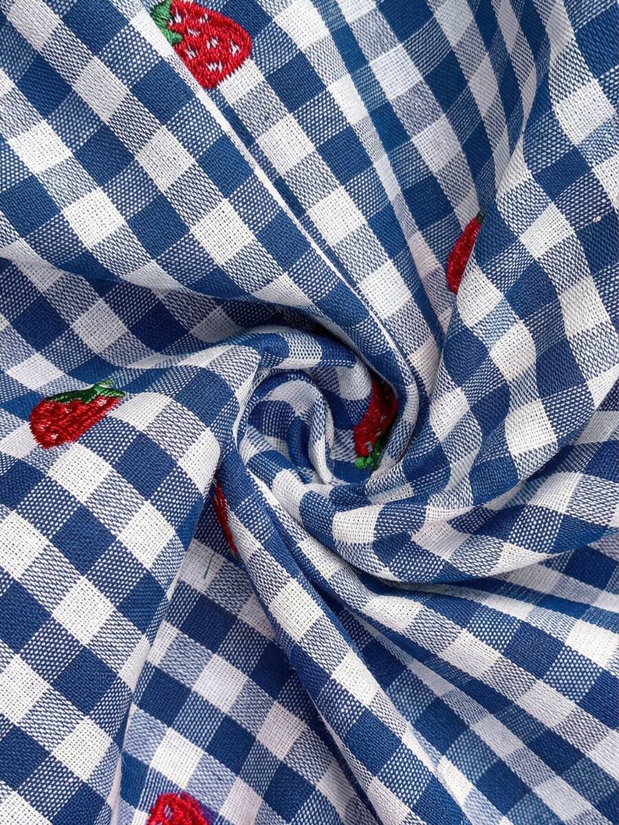 Blue and White Strawberry Plaid Maternity Pants - Boho Ultra High Waist Straight Leg Trousers - Loose Fit Spring Fall Maternity Bottoms