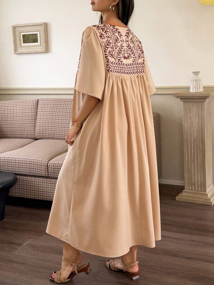Elegant Maternity Tie-Up Ruffle Sleeve Dress – Long Length Spring & Summer Pregnancy Sundress for Women