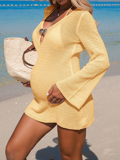 Maternity Boho Jacquard Pleated Shorts - High Waist Soft Breathable Loose Fit Summer Beach