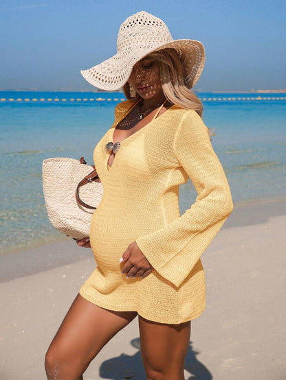 Maternity Boho Jacquard Pleated Shorts - High Waist Soft Breathable Loose Fit Summer Beach