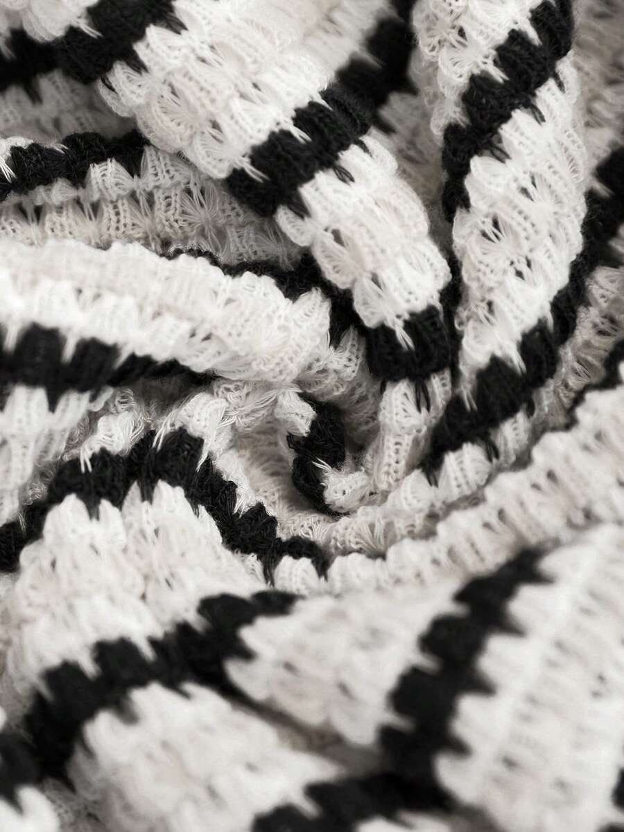 Black and White Striped Sleeveless Maternity Jumpsuit - Sweetheart Neck Twist Detail Knit Romper for Summer Holiday & Beach