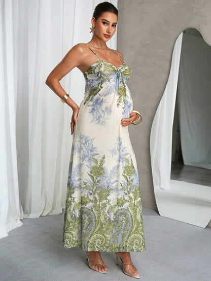 Floral Print Casual Vacation Maternity Slip Dress For Summer Dress Elegant Dresses Vacation Outfits Luxury Evening Dress Baby Shower Wedding Guest Dress