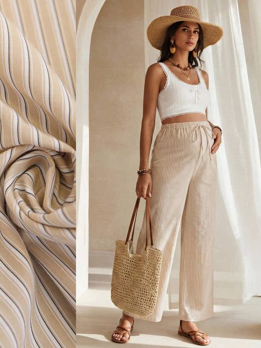 Apricot Ultra High Waist Maternity Straight Leg Pants with Drawstring Comfort Loose Fit Woven Long Pregnancy Trousers for Streetwear