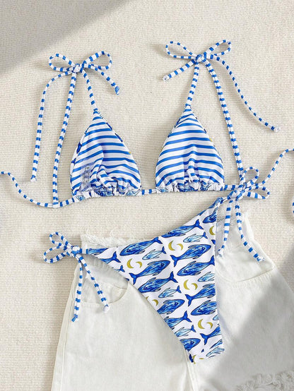 Costavie Fashionable & Sweet Shoulder-Tie Side Bow Knot Wireless Removable Padded Sexy Women Bikini Swimwear 2-Piece Set