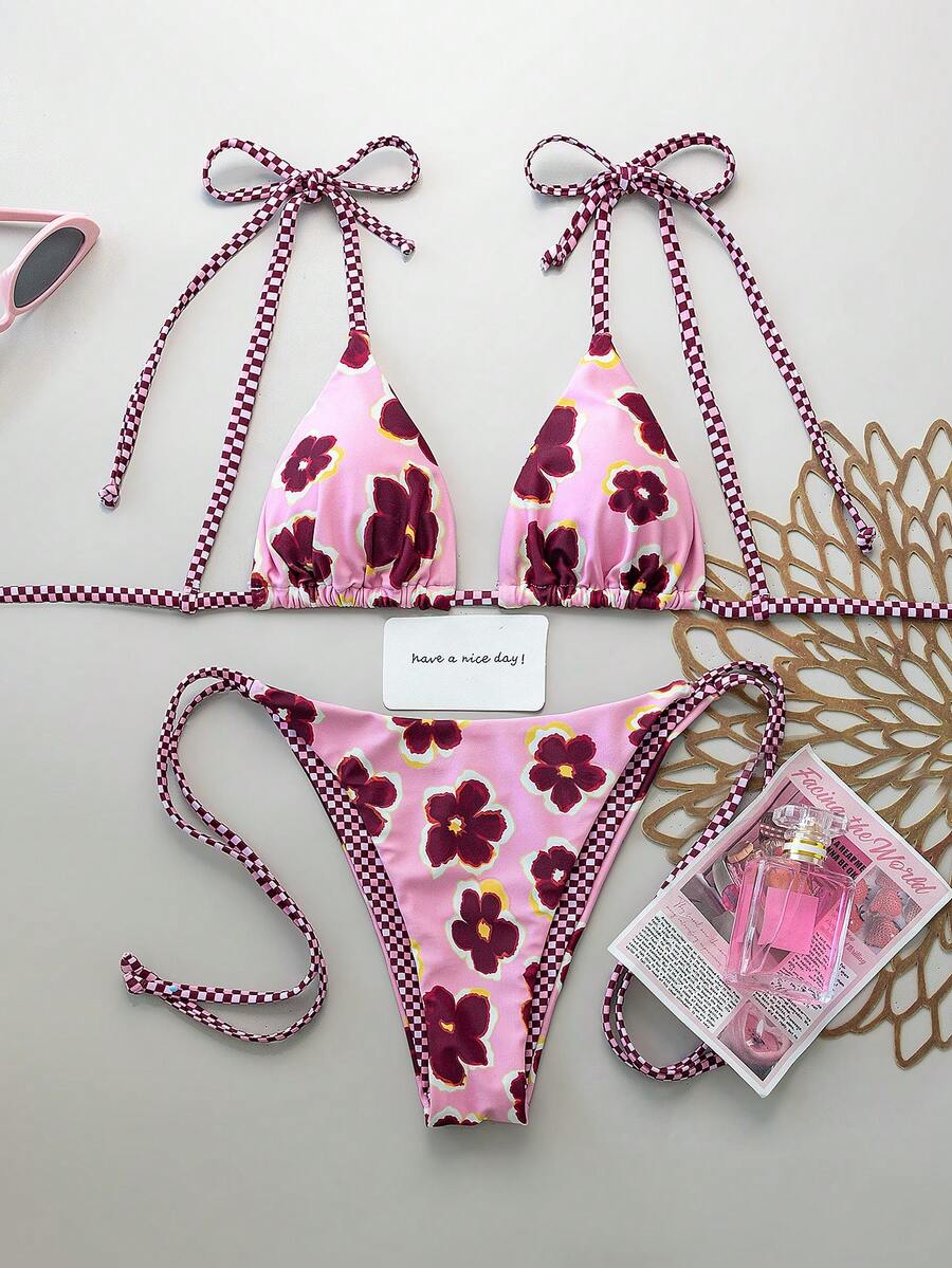Costavie Fashionable & Sweet Shoulder-Tie Side Bow Knot Wireless Removable Padded Sexy Women Bikini Swimwear 2-Piece Set