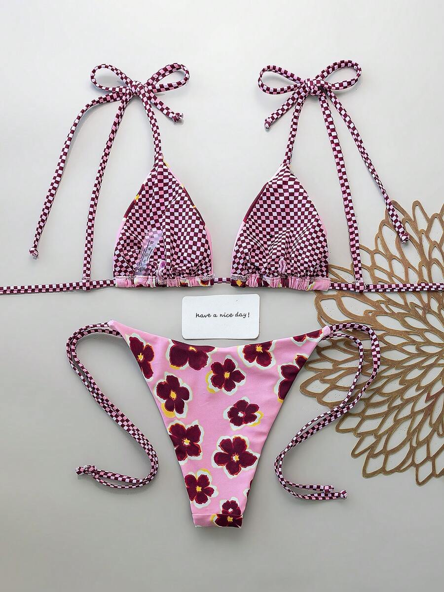 Costavie Fashionable & Sweet Shoulder-Tie Side Bow Knot Wireless Removable Padded Sexy Women Bikini Swimwear 2-Piece Set