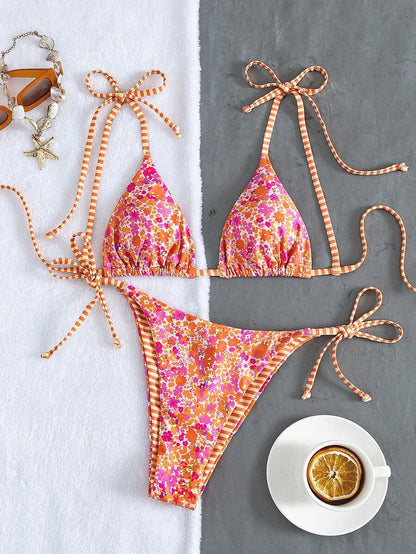 Costavie Fashionable & Sweet Shoulder-Tie Side Bow Knot Wireless Removable Padded Sexy Women Bikini Swimwear 2-Piece Set