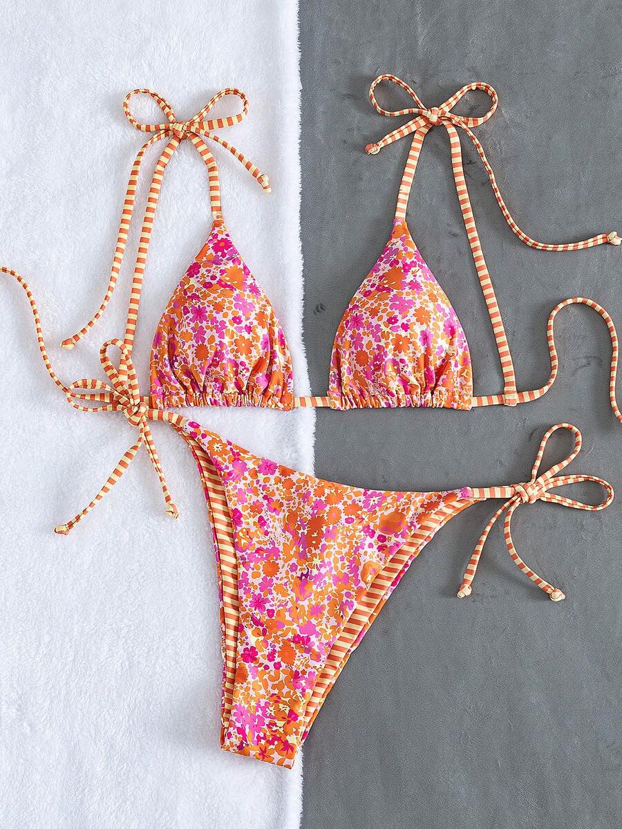 Costavie Fashionable & Sweet Shoulder-Tie Side Bow Knot Wireless Removable Padded Sexy Women Bikini Swimwear 2-Piece Set