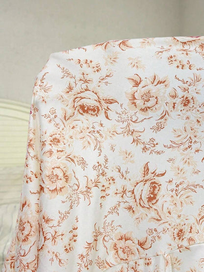 Maternity Floral Print Lace Trim Robe and Slip Dress Set Women All Season Nursing Sleepwear Loungewear Set