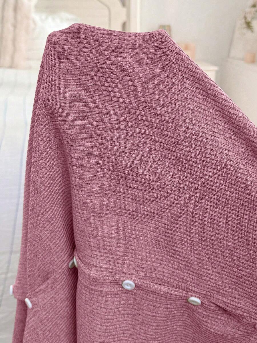 Khaki Knitted Ribbed Maternity Sleep Dress Sleeveless Button Up Long Nightgown with Side Slit for Daily Comfortable Loungewear