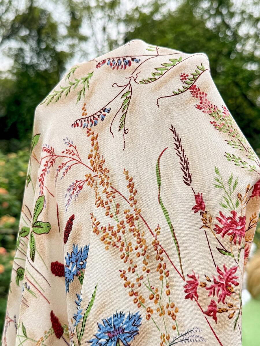 Apricot Floral Maternity and Nursing Long Dress with Ruffle Trim Round Neck and Puff Sleeves Summer Vacation Slim Fit Flared Hem Maxi