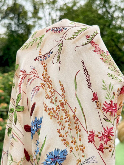 Apricot Floral Maternity and Nursing Long Dress with Ruffle Trim Round Neck and Puff Sleeves Summer Vacation Slim Fit Flared Hem Maxi