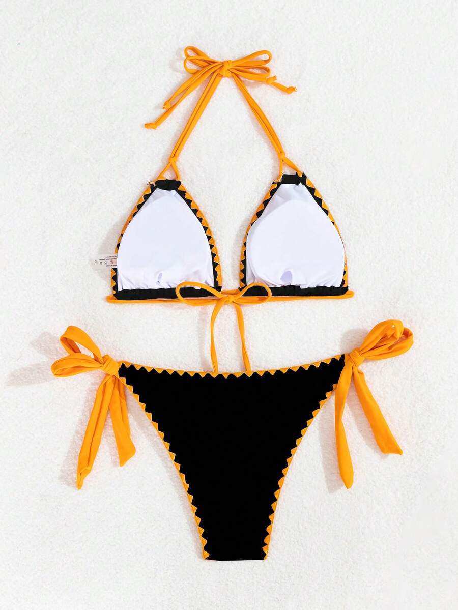 Swim Vcay Women's Fashion Summer Vacation Shell Print Halter Bikini Set