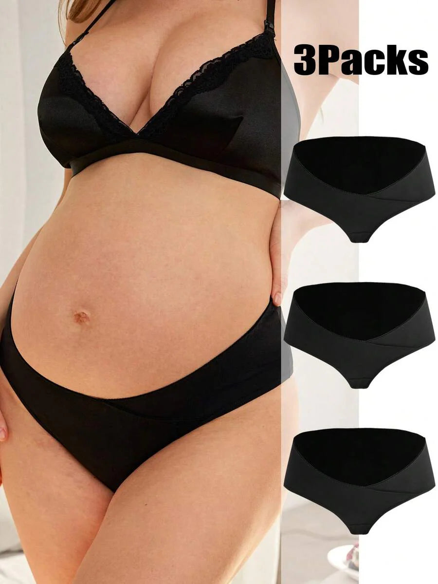 Maternity Thong Panties 3 Pack - Skin-Friendly Soft Stretch Seamless Pregnancy Underwear
