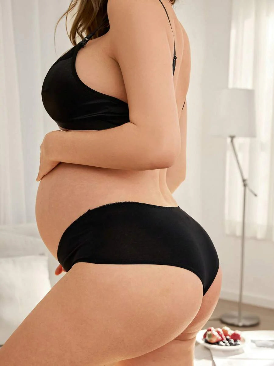 Maternity Thong Panties 3 Pack - Skin-Friendly Soft Stretch Seamless Pregnancy Underwear