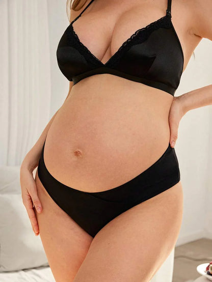 Maternity Thong Panties 3 Pack - Skin-Friendly Soft Stretch Seamless Pregnancy Underwear