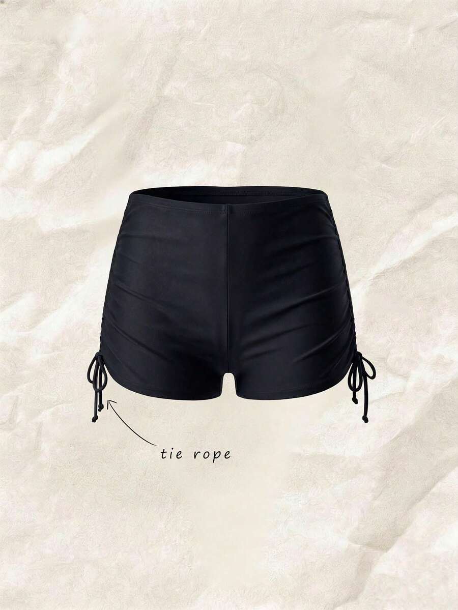 Swim Vcay Summer Beach Drawstring Side Bikini Bottom
