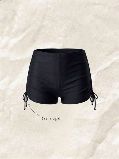 Swim Vcay Summer Beach Drawstring Side Bikini Bottom