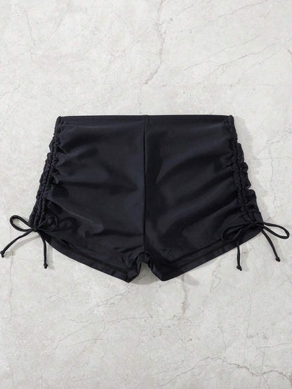 Swim Vcay Summer Beach Drawstring Side Bikini Bottom