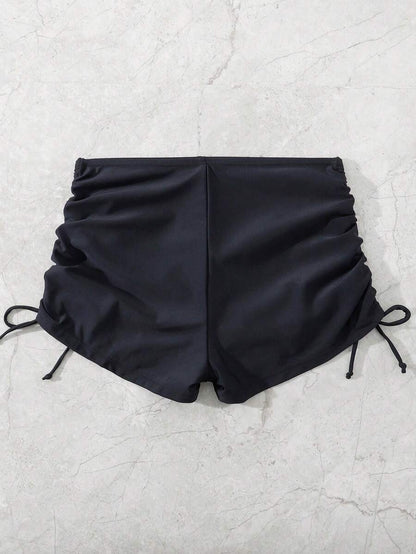 Swim Vcay Summer Beach Drawstring Side Bikini Bottom