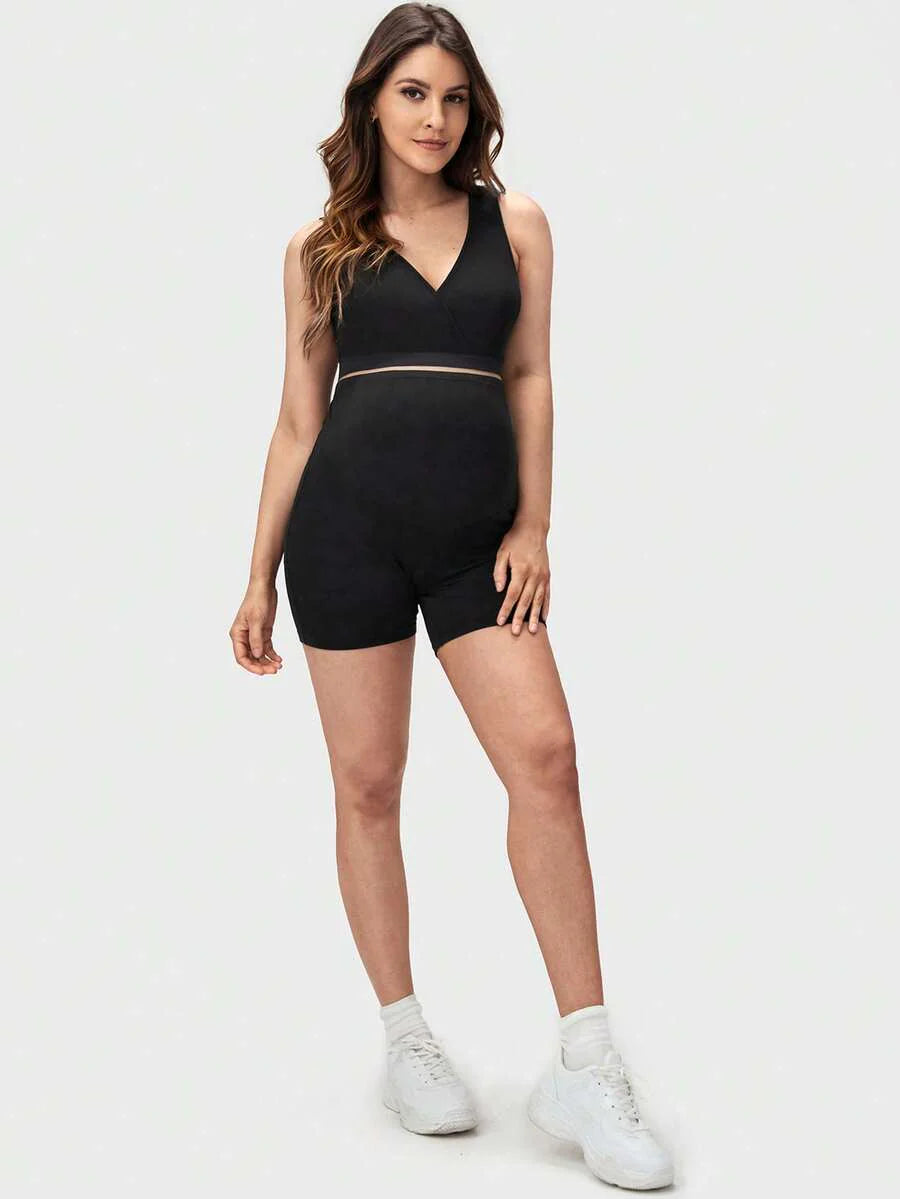 Maternity Solid Biker Shorts - High Waist Comfortable Pregnancy Fit