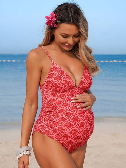 Maternity Romper - Floral Print Summer Beach Vacation