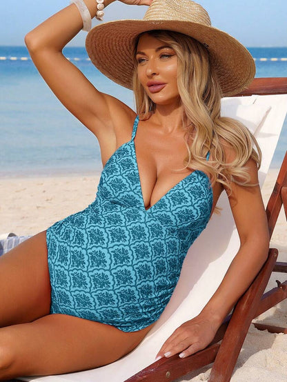 Maternity One-Piece Swimsuit - Floral Print Spring Summer Beach Vacation