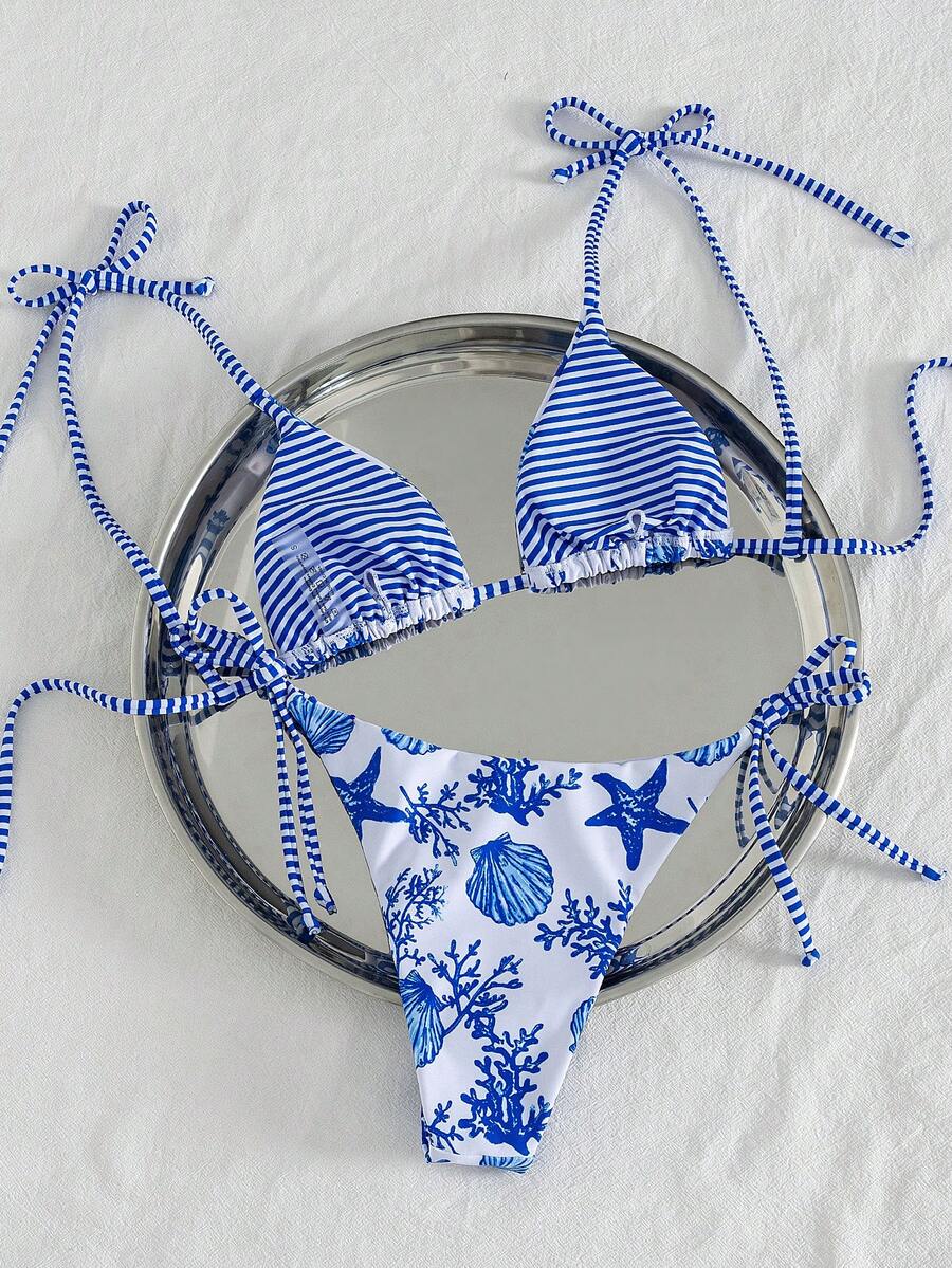 Costavie Fashionable & Sweet Shoulder-Tie Side Bow Knot Wireless Removable Padded Sexy Women Bikini Swimwear 2-Piece Set