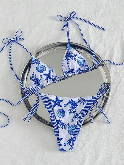Costavie Fashionable & Sweet Shoulder-Tie Side Bow Knot Wireless Removable Padded Sexy Women Bikini Swimwear 2-Piece Set