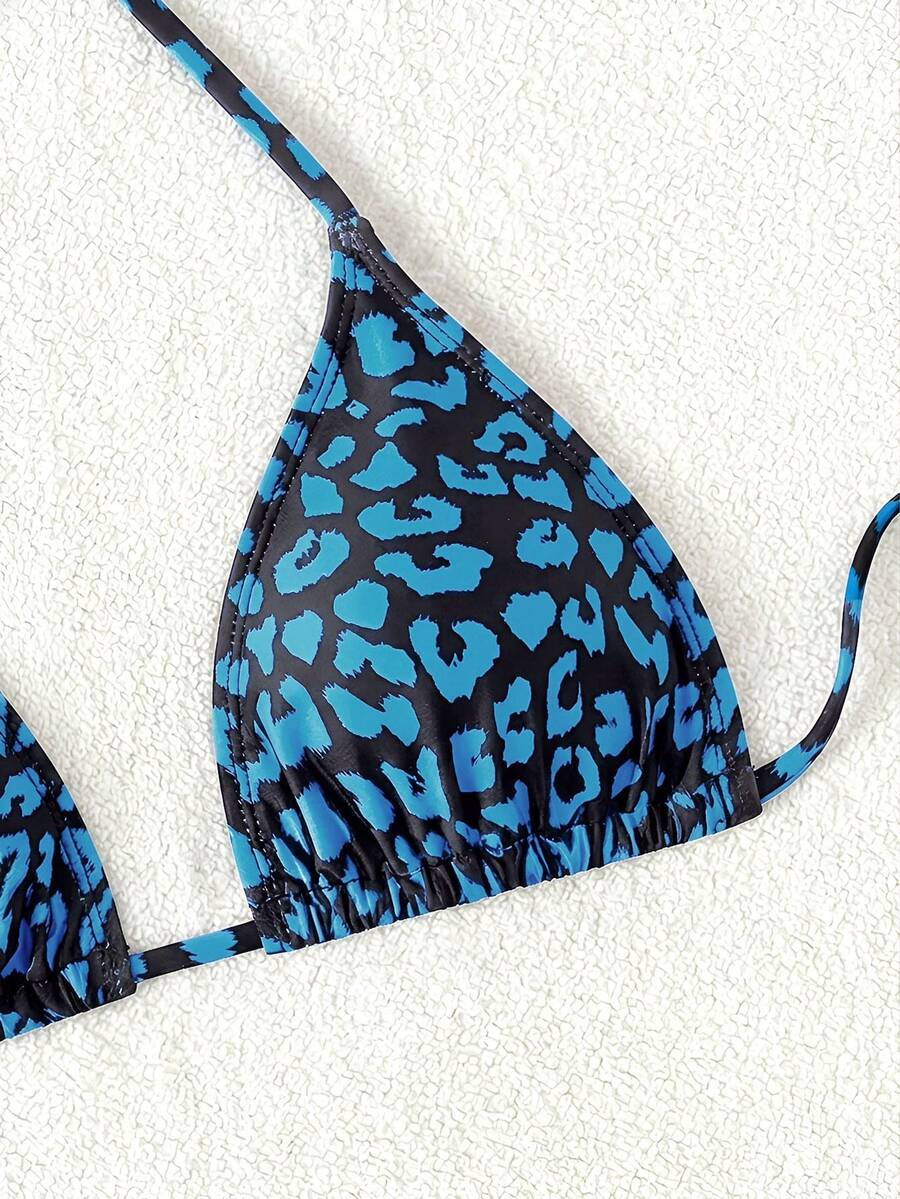 Swim Vcay 1pc Women's Leopard Print Halter Bikini Top For Summer Beach Vacation