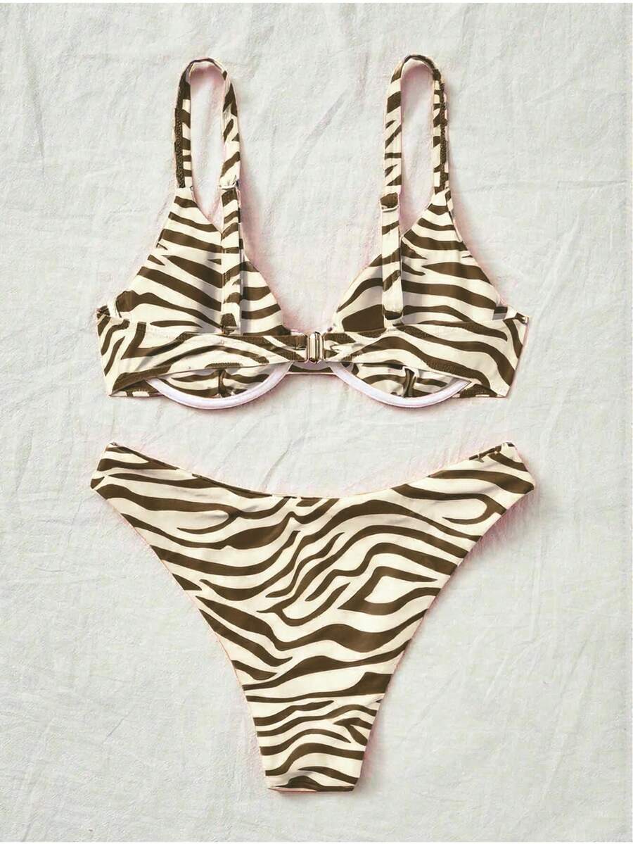Bellisia Summer Beach Zebra Striped Underwire Bikini Set