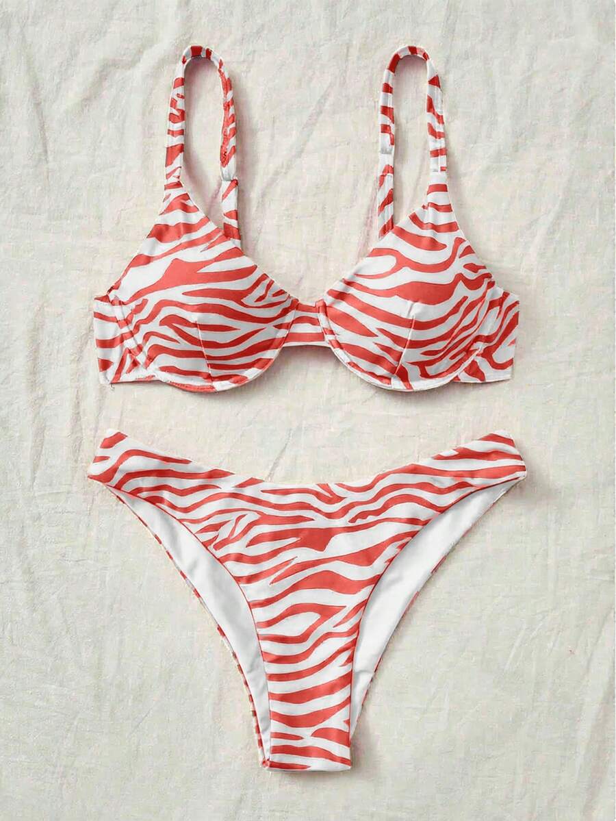 Bellisia Summer Beach Zebra Striped Underwire Bikini Set