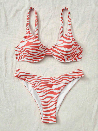 Bellisia Summer Beach Zebra Striped Underwire Bikini Set