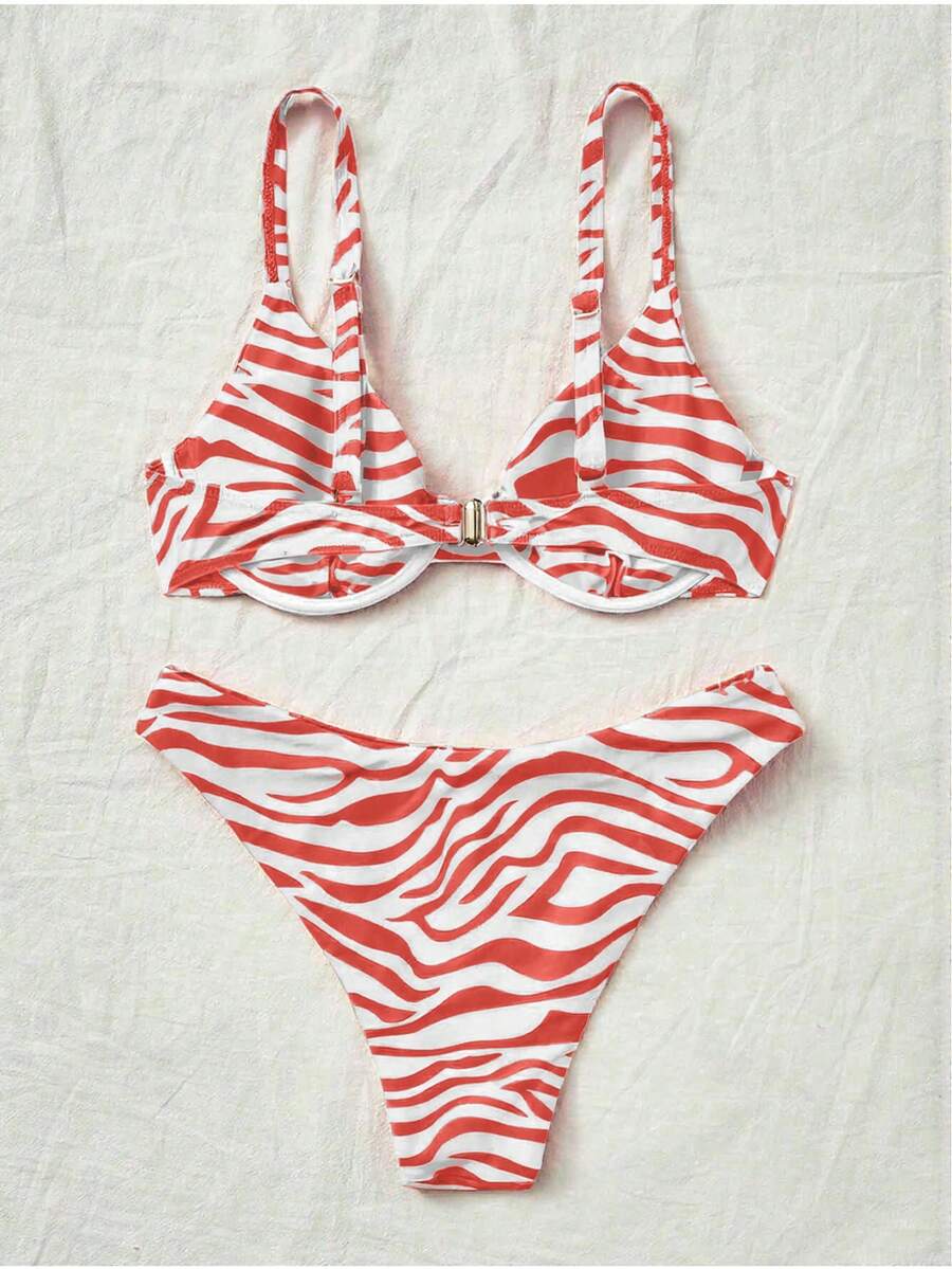 Bellisia Summer Beach Zebra Striped Underwire Bikini Set
