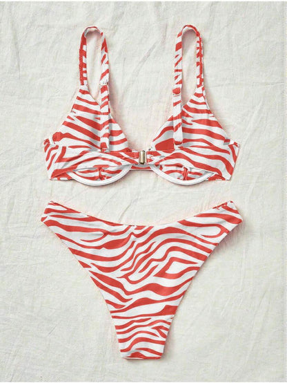 Bellisia Summer Beach Zebra Striped Underwire Bikini Set