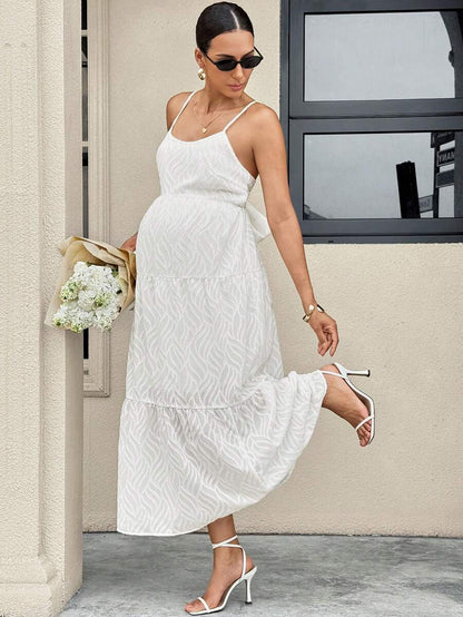 Maternity Sleeveless Solid Color Dress, Fashionable For Summer Woman S Summer Clothes  Maternity Dress  Vacation