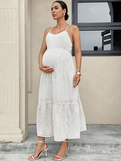 Maternity Sleeveless Solid Color Dress, Fashionable For Summer Woman S Summer Clothes  Maternity Dress  Vacation
