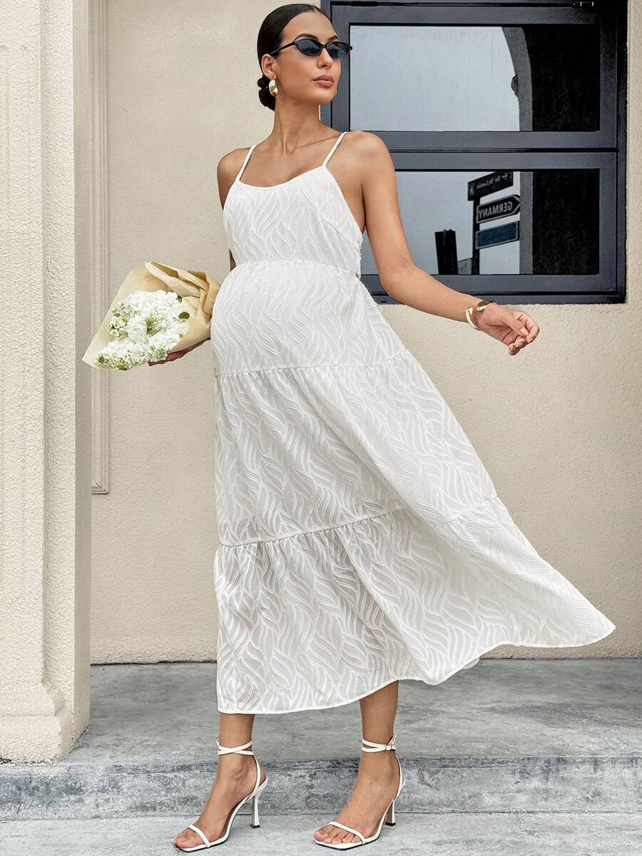 Maternity Sleeveless Solid Color Dress, Fashionable For Summer Woman S Summer Clothes  Maternity Dress  Vacation