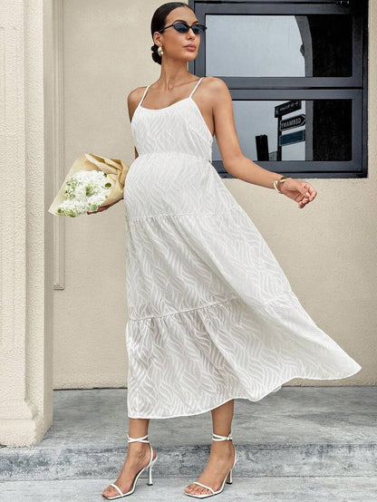 Maternity Sleeveless Solid Color Dress, Fashionable For Summer Woman S Summer Clothes  Maternity Dress  Vacation